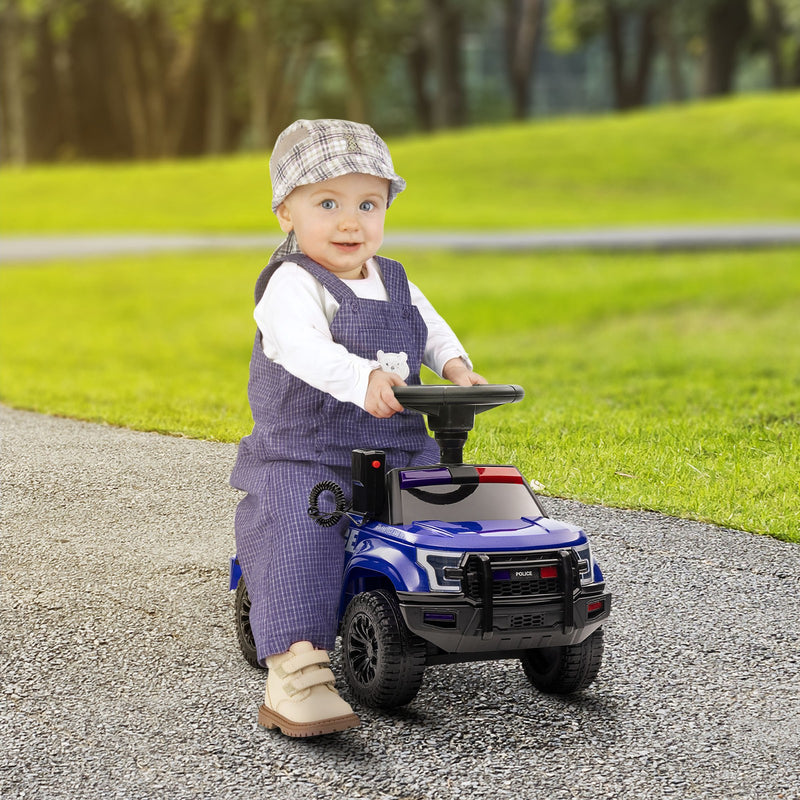 Children's Blue Police Truck Ride-On Car with Sliding Feature and Under-Seat Storage Magic Cars 8