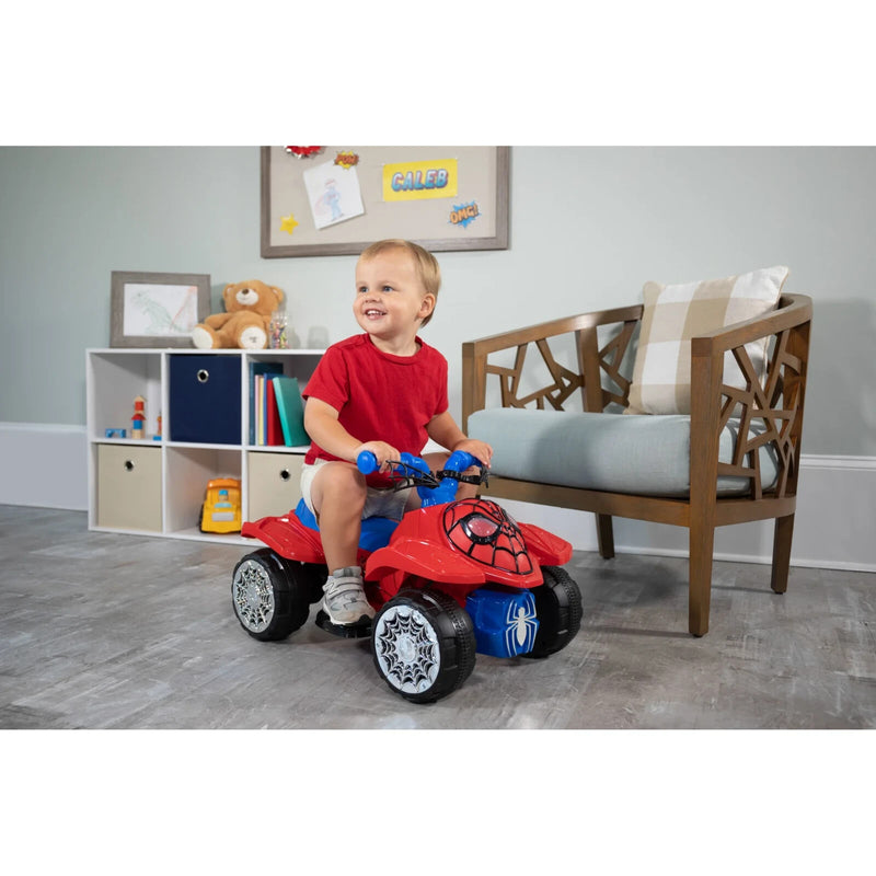 Battery-Powered Spider-Man Kids Quad with Authentic Superhero Graphics, Ages 18 Months+ Magic Cars 7