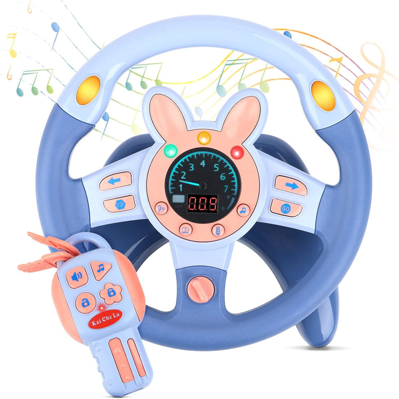 Kids Backseat Steering Wheel Toy with Key for Pretend Driving and Interactive Play Magic Cars Variant 0