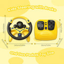 Yellow Backseat Car Steering Wheel Toy with Brake and Gas Pedal for Kids Magic Cars 2