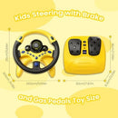 Yellow Backseat Car Steering Wheel Toy with Brake and Gas Pedal for Kids Magic Cars 3