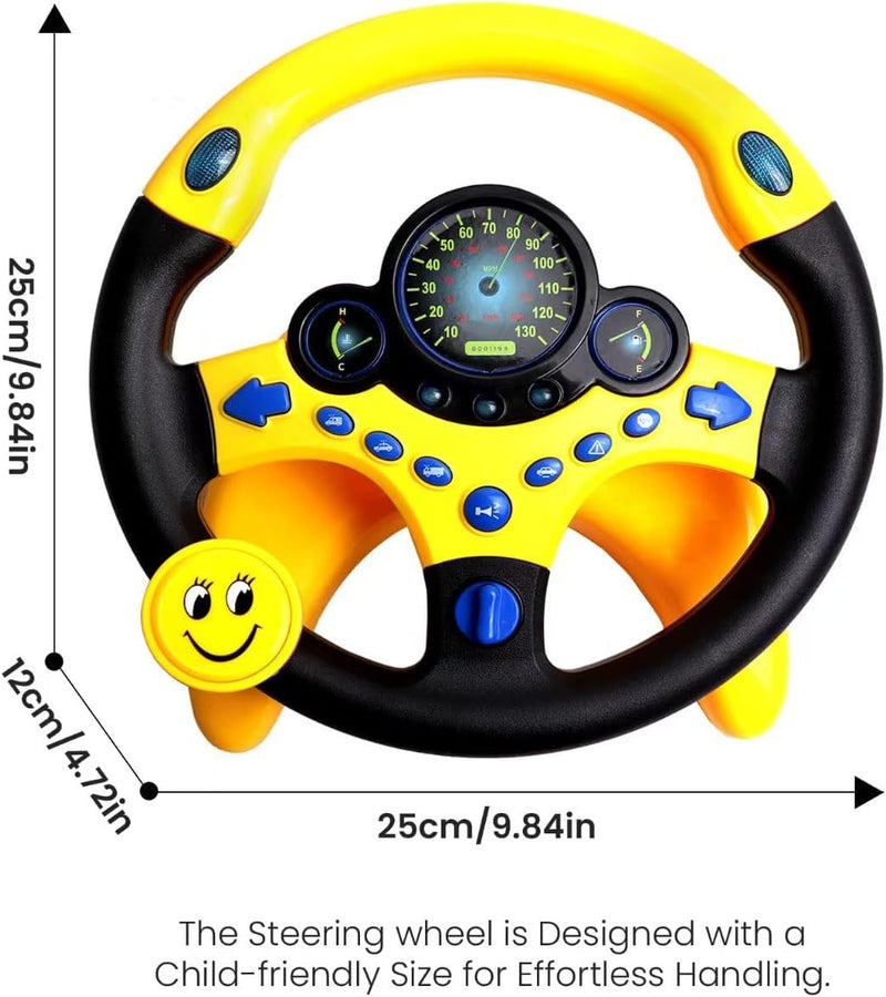 Kids Steering Wheel Toy for Car Backseat with Lights, Music, and Suction Cup Base Magic Cars 5