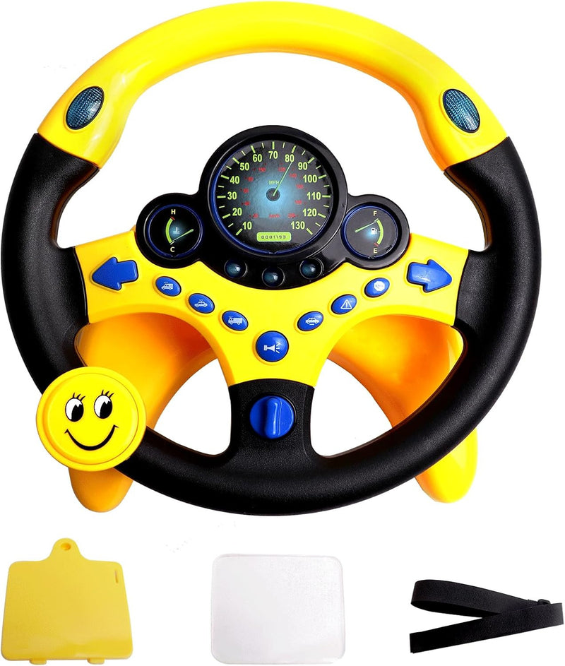 Kids Steering Wheel Toy for Car Backseat with Lights, Music, and Suction Cup Base Magic Cars Variant 0