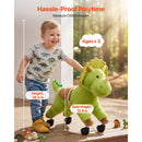 Plush Dinosaur Rocking Horse Ride-On Toy for Toddlers with Wheels Magic Cars 3