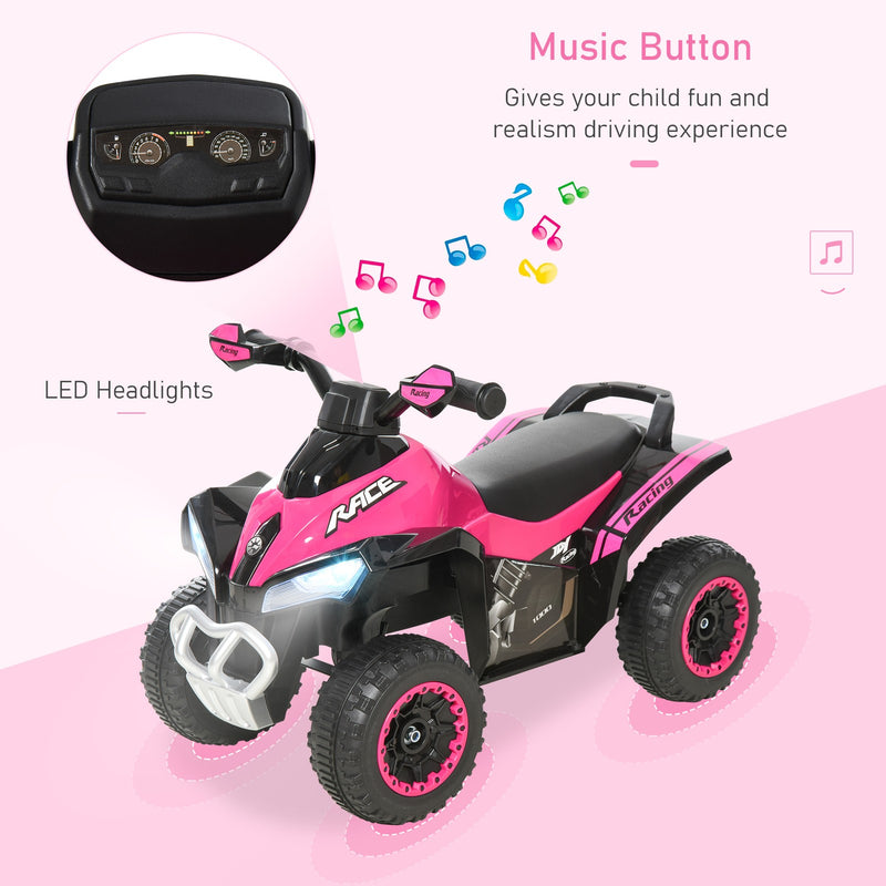 Pink 4-Wheel Foot-to-Floor Sliding Quad Bike for Toddlers 18-36 Months, No Power Magic Cars 4
