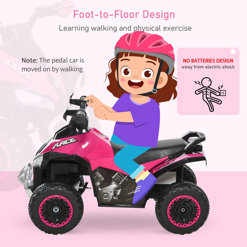 Pink 4-Wheel Foot-to-Floor Sliding Quad Bike for Toddlers 18-36 Months, No Power Magic Cars 6