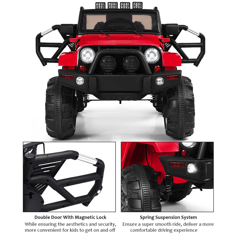 Kids Ride-On Truck Car with Remote Control, MP3 Music, and LED Lights – Red Magic Cars 5