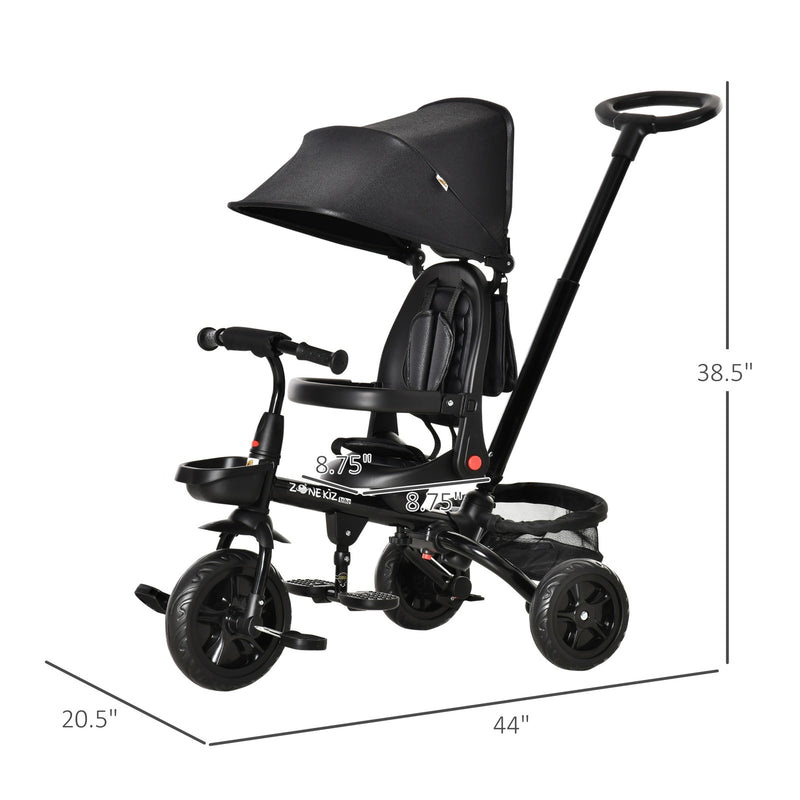 Kids 4-in-1 Tricycle with Reversible Seat in Black Magic Cars 1