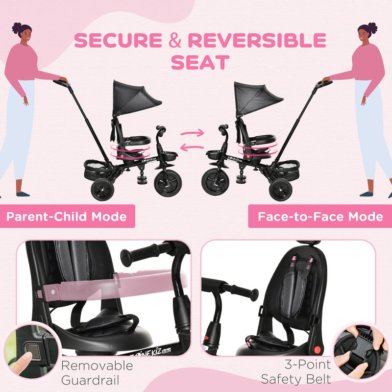 Kids 4-in-1 Tricycle with Reversible Seat in Black Magic Cars 5