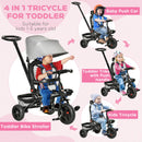 4-in-1 Kids Tricycle with Reversible Seat Gray Magic Cars 4
