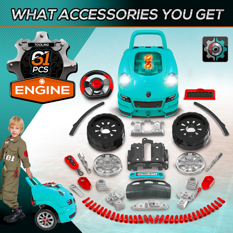 Kids Truck Engine Disassembly and Car Mechanic Repair Toy Set Magic Cars 5