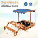 Natural Kids Wooden Sensory Sandbox with Foldable Picnic Table and Bench Magic Cars 2