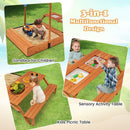 Natural Kids Wooden Sensory Sandbox with Foldable Picnic Table and Bench Magic Cars 3