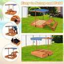 Natural Kids Wooden Sensory Sandbox with Foldable Picnic Table and Bench Magic Cars 4