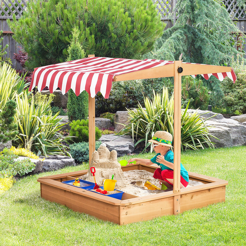 Adjustable Height Wooden Sandbox Play Station for Kids Outdoor Sand Play Magic Cars 1