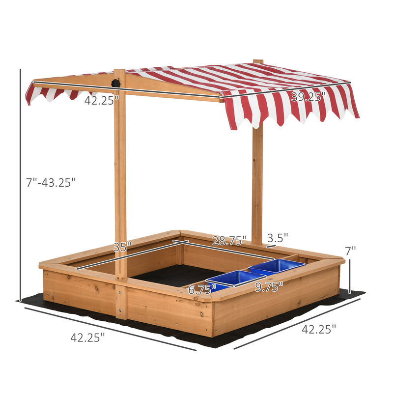 Adjustable Height Wooden Sandbox Play Station for Kids Outdoor Sand Play Magic Cars 2