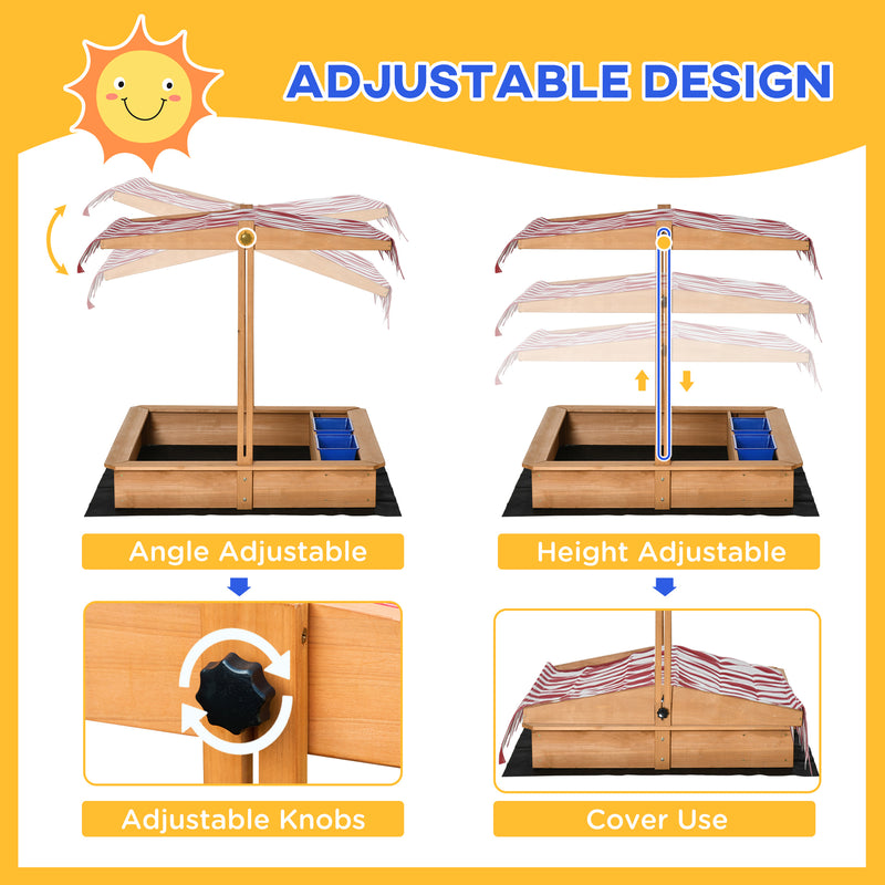 Adjustable Height Wooden Sandbox Play Station for Kids Outdoor Sand Play Magic Cars 3