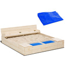 Wooden Kids Sandbox with Two Plastic Boxes, Foldable Bench Seat, and Waterproof Cover Magic Cars Variant 0
