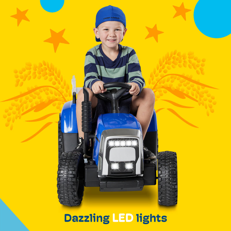 12V Kids Electric Ride-On Tractor with Trailer, LED Lights, and Bluetooth Magic Cars 8