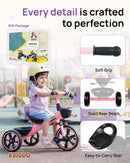 Pink Toddler Tricycle for Kids Aged 2-5 with Roll-Over Feature Magic Cars 1
