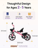 Pink Toddler Tricycle for Kids Aged 2-5 with Roll-Over Feature Magic Cars 2
