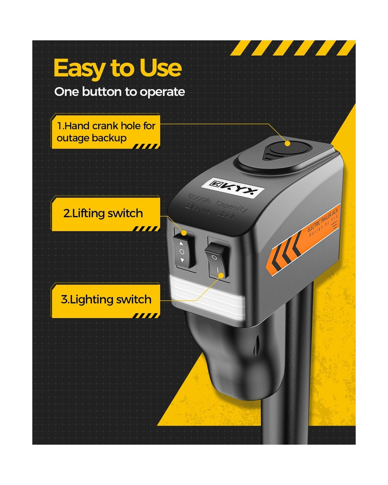 Electric Trailer Jack 5000 lbs Capacity Power Tongue Jack Adjustable 9.84" to 33.85" Magic Cars 1