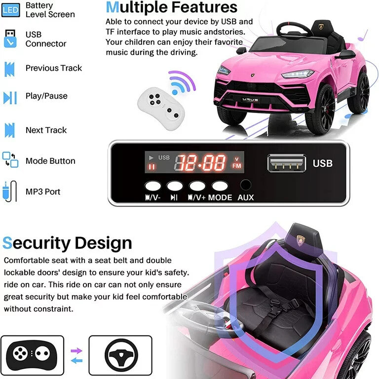 12V Battery-Powered Pink Ride-On Car with Remote Control Magic Cars 3