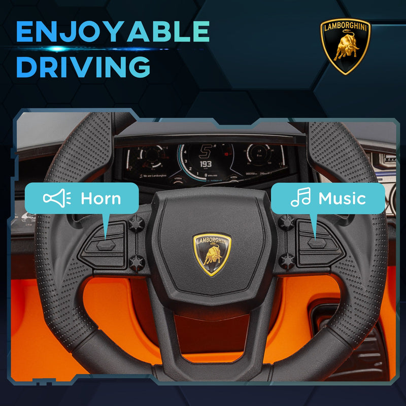 Licensed Kids Ride-On Car with Suspension in Orange - Lamborghini Revuelto Model Magic Cars 7