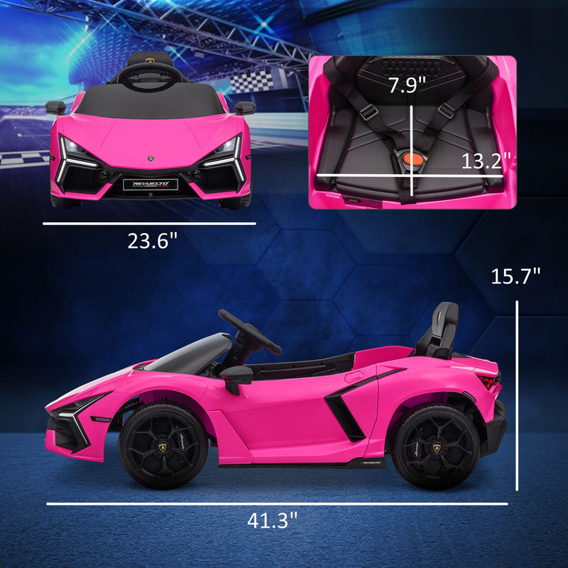 Licensed Kids Ride-On Lamborghini Revuelto Car with Suspension Pink Magic Cars 2