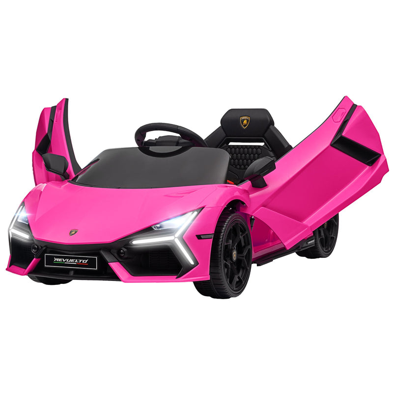 Licensed Kids Ride-On Lamborghini Revuelto Car with Suspension Pink Magic Cars 3
