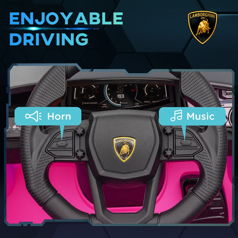 Licensed Kids Ride-On Lamborghini Revuelto Car with Suspension Pink Magic Cars 7