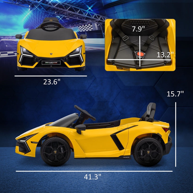 Licensed Lamborghini Revuelto Kids Ride-On Car with Suspension in Yellow Magic Cars 1