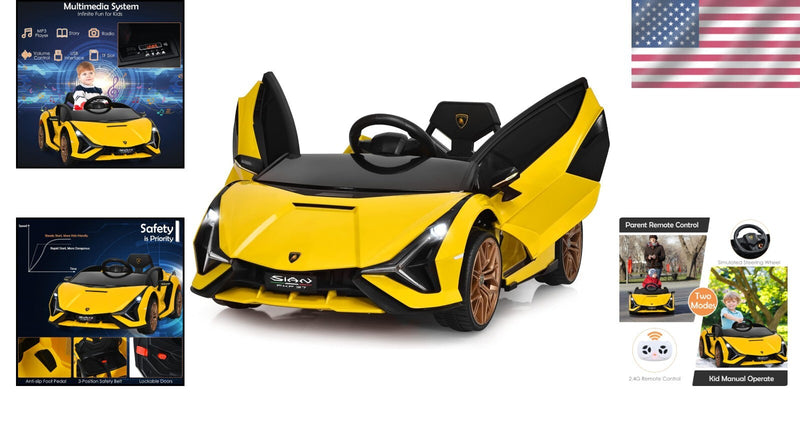 12V Ride-On Toddler Car with Multimedia Player, Yellow Magic Cars 1