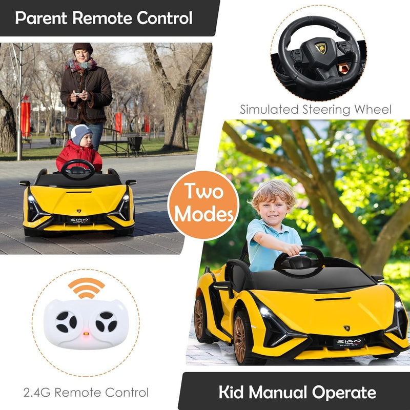 12V Ride-On Toddler Car with Multimedia Player, Yellow Magic Cars 3