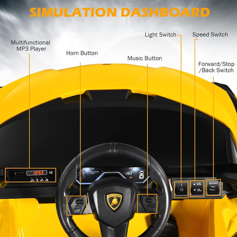 12V Ride-On Toddler Car with Multimedia Player, Yellow Magic Cars 7