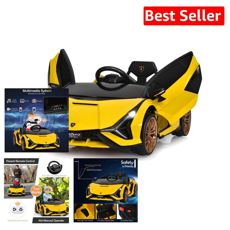 12V Ride-On Toddler Car with Multimedia Player, Yellow Magic Cars Variant 0