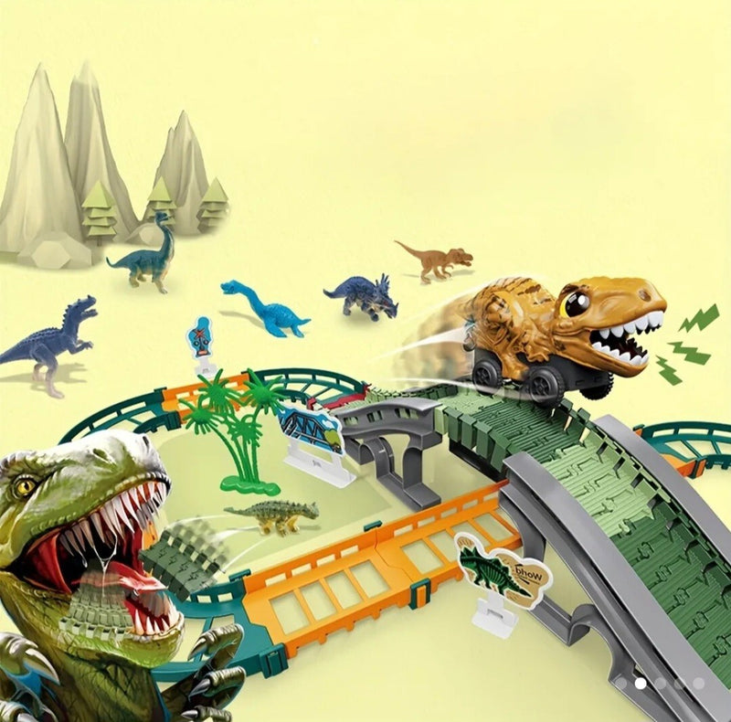 Large Electric Tyrannosaurus Dinosaur Amusement Park Track Car Simulation Toy Magic Cars 1