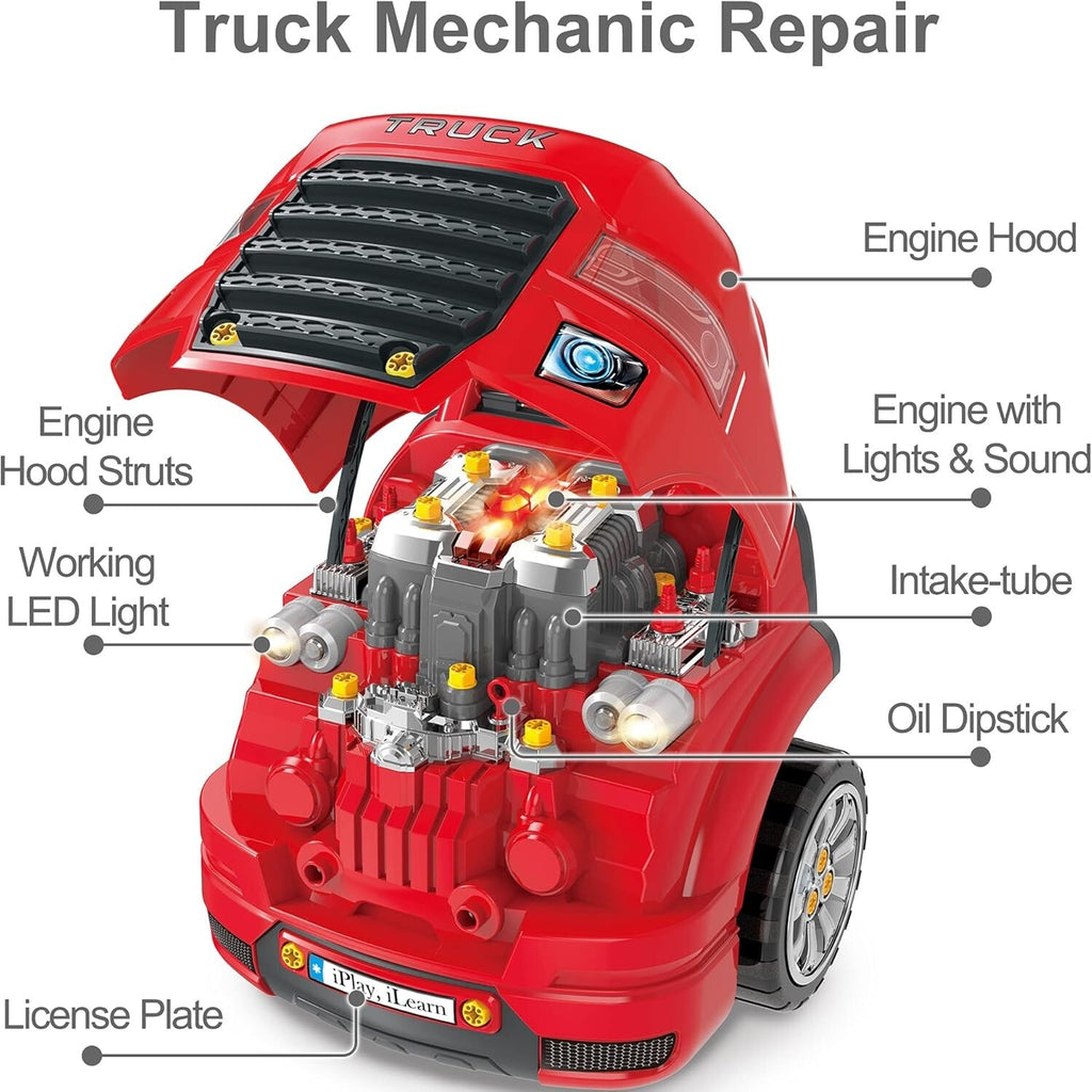 Engine Disassembly Toy Large Truck Engine Toy Mechanic Repair Set for Toddlers Ages 3-5