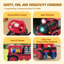 12V Two-Seater Electric Kids Ride-On Train Car with Music, Lights, and Horn - Red/Blue Magic Cars 7