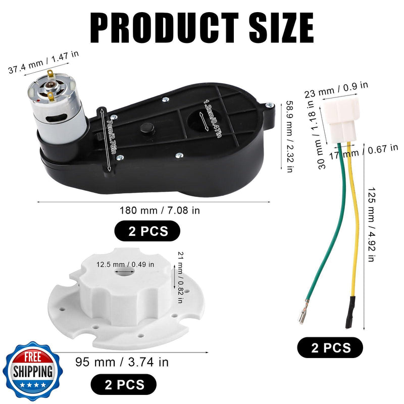 2pcs 24V High-Speed RS550 Motor with Gearbox for Power Wheels 35000RPM Magic Cars 1