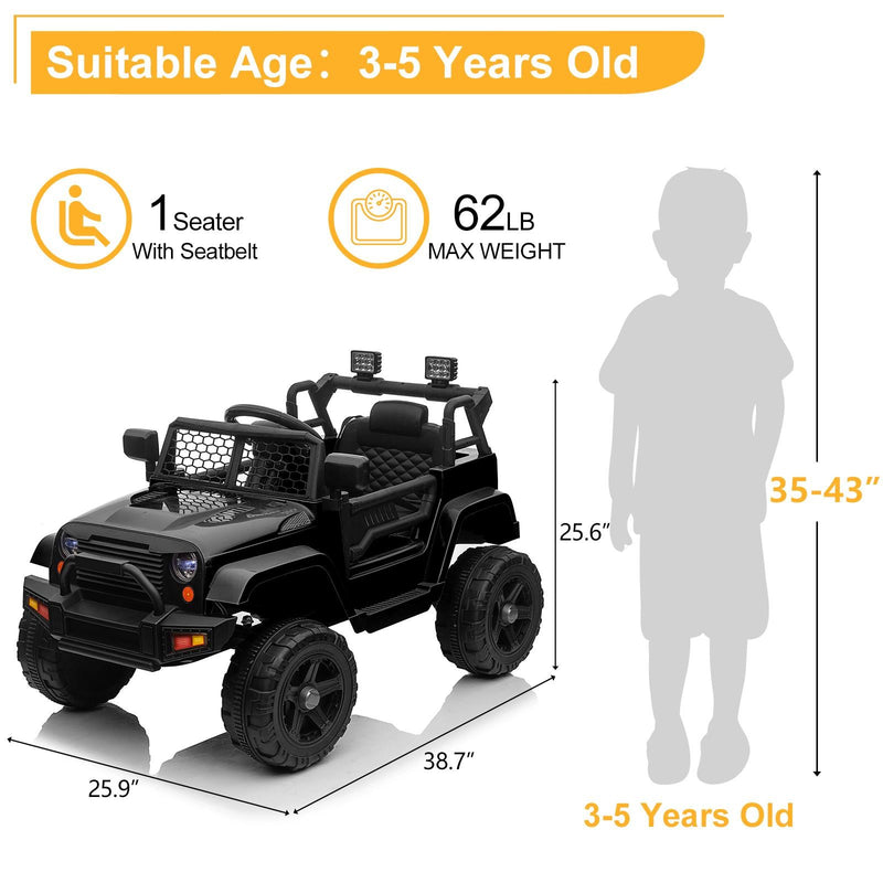 12V Electric Ride-On Jeep Car Toy with 3 Speeds for Kids Ages 3 to 5 Years Magic Cars 12