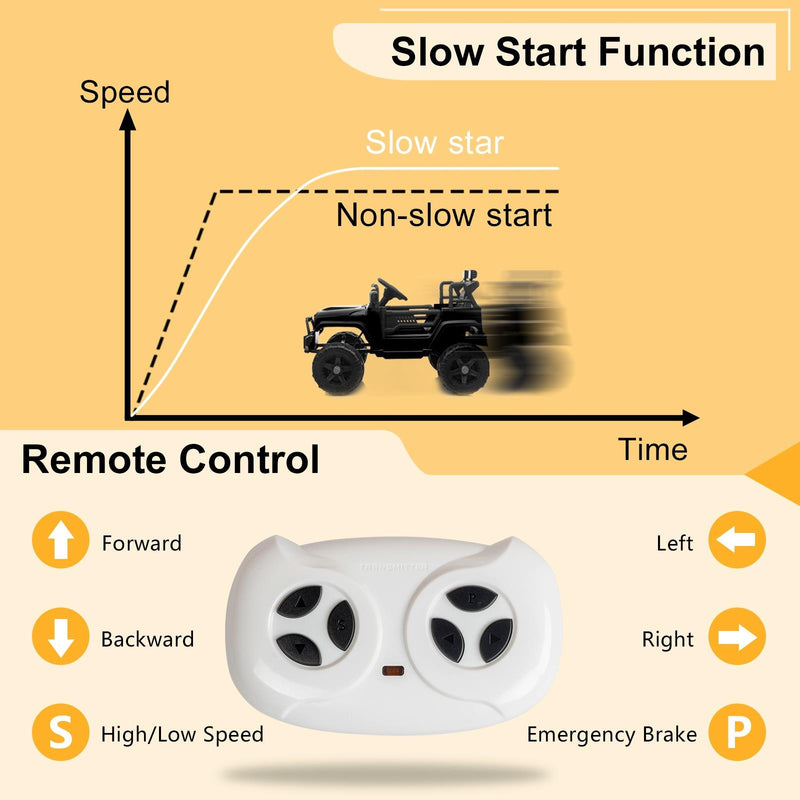 12V Electric Ride-On Jeep Car Toy with 3 Speeds for Kids Ages 3 to 5 Years Magic Cars 3