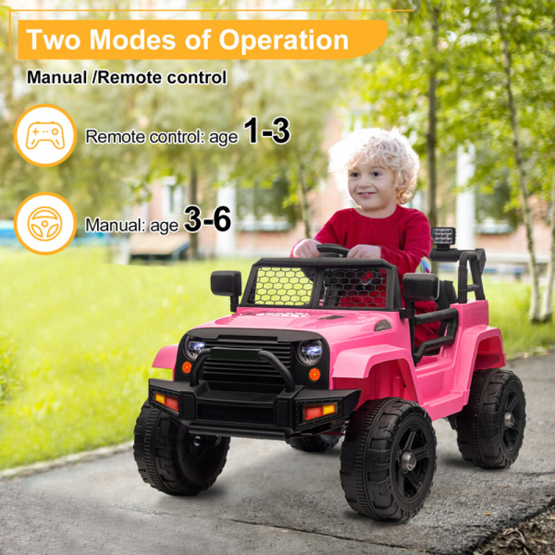 12V Dual Drive Jeep with 4.5Ah Battery, 2.4G Remote Control, and 3-Speed Modes – Pink Magic Cars 4