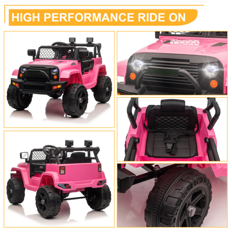 12V Dual Drive Jeep with 4.5Ah Battery, 2.4G Remote Control, and 3-Speed Modes – Pink Magic Cars 8