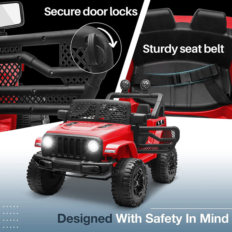 12V Electric Ride-On Truck for Kids with 2 Seats, LED Lights, MP3 Player, and Remote Control Wheels Magic Cars 2
