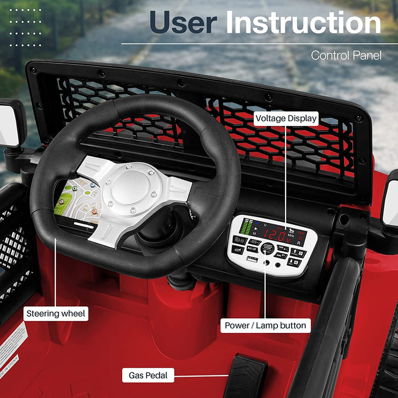 12V Electric Ride-On Truck for Kids with 2 Seats, LED Lights, MP3 Player, and Remote Control Wheels Magic Cars 5