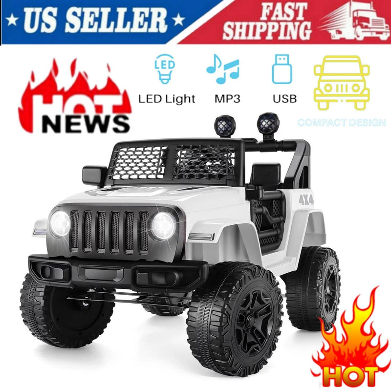 12V Electric Ride-On Truck for Kids with 2 Seats, LED Lights, MP3 Player, and Remote Control Wheels Magic Cars 8