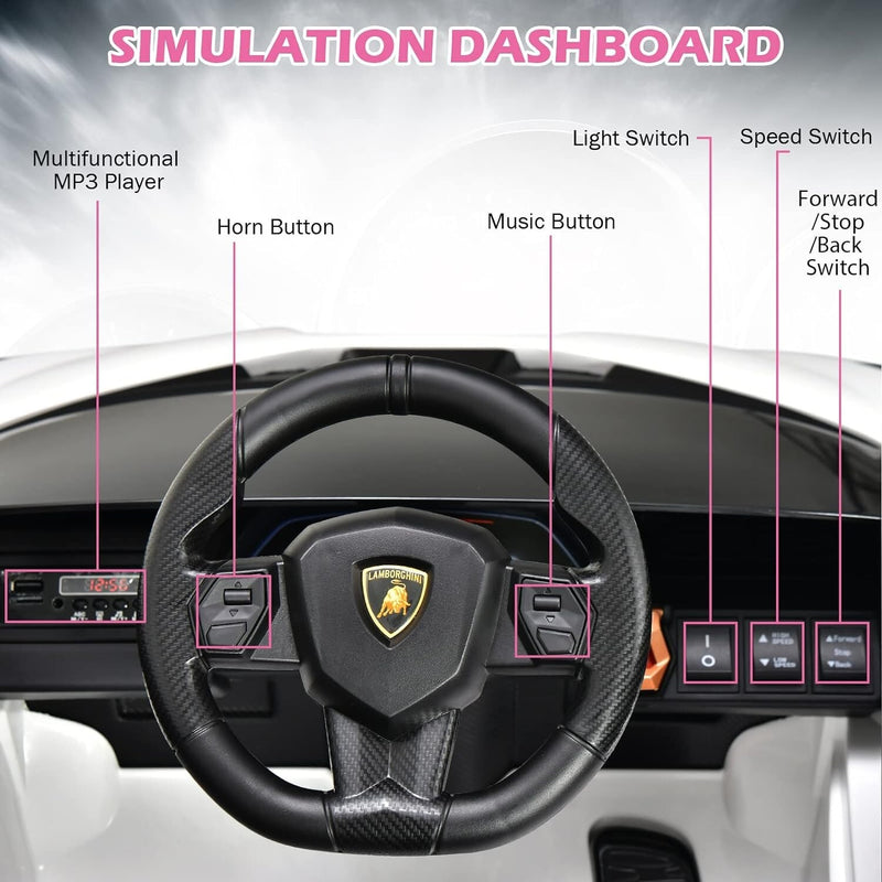 12V Lamborghini Sian Ride-On Car with Adjustable Seat and Safety Belt Magic Cars 5