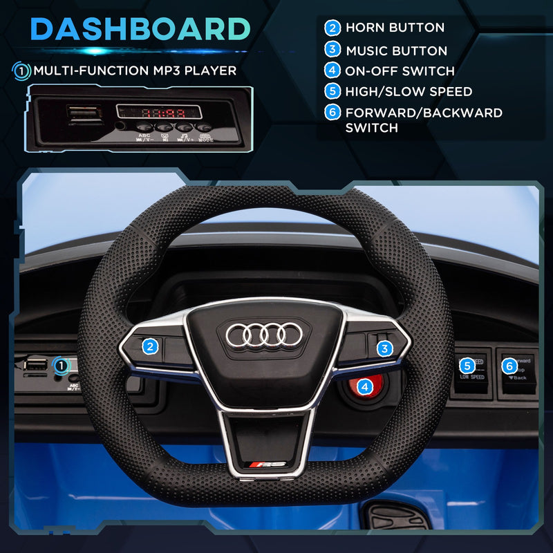 Licensed Audi 12V Electric Ride-On Car with Remote Control and Horn - Blue Magic Cars 5
