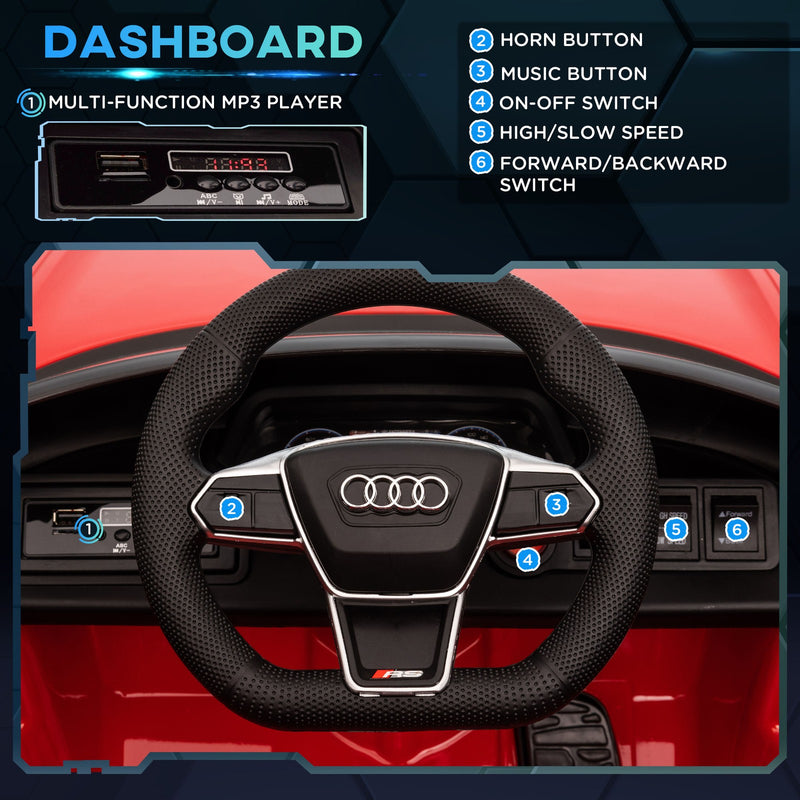 12V Licensed Audi Electric Ride-On Car with Remote Control and Horn, Red Magic Cars 5